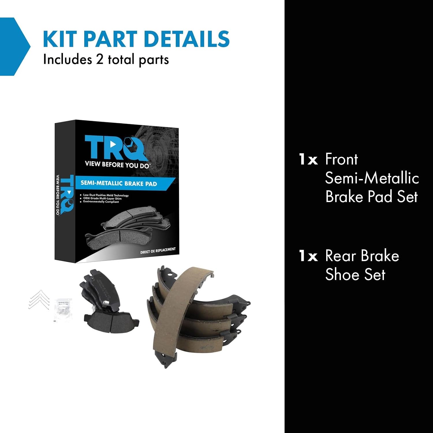 TRQ Front and Rear Brake Pad Set Semi Metallic Compatible with 2007-2008 Honda Fit