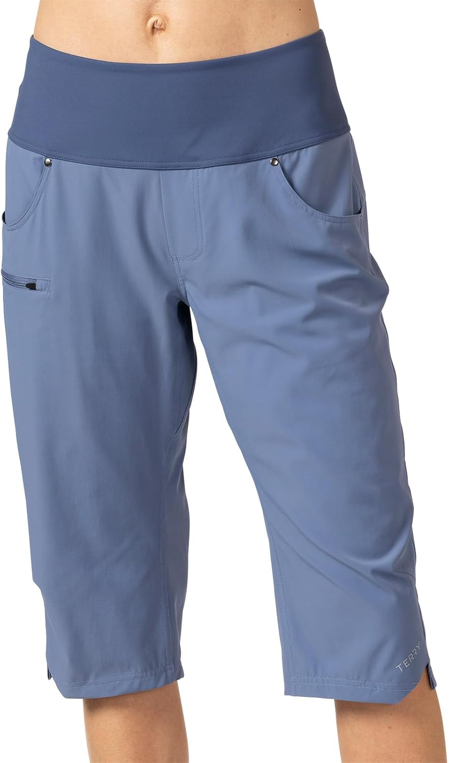 Terry Cycling Shorts for Women Vista BTK (Below The Knee) Relaxed Fit Knicker with Pull-on Waistbands/Cargo Style Pockets