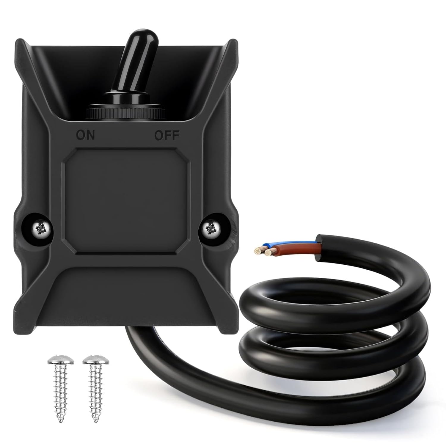 Wired Toggle Switch 12V 30A Heavy Duty Waterproof Toggle Switch SPST ON/Off 2 Pin Latching Rocker Switch with 2ft Wire for Marine, RV, Automotive, Boat Electrical Systems