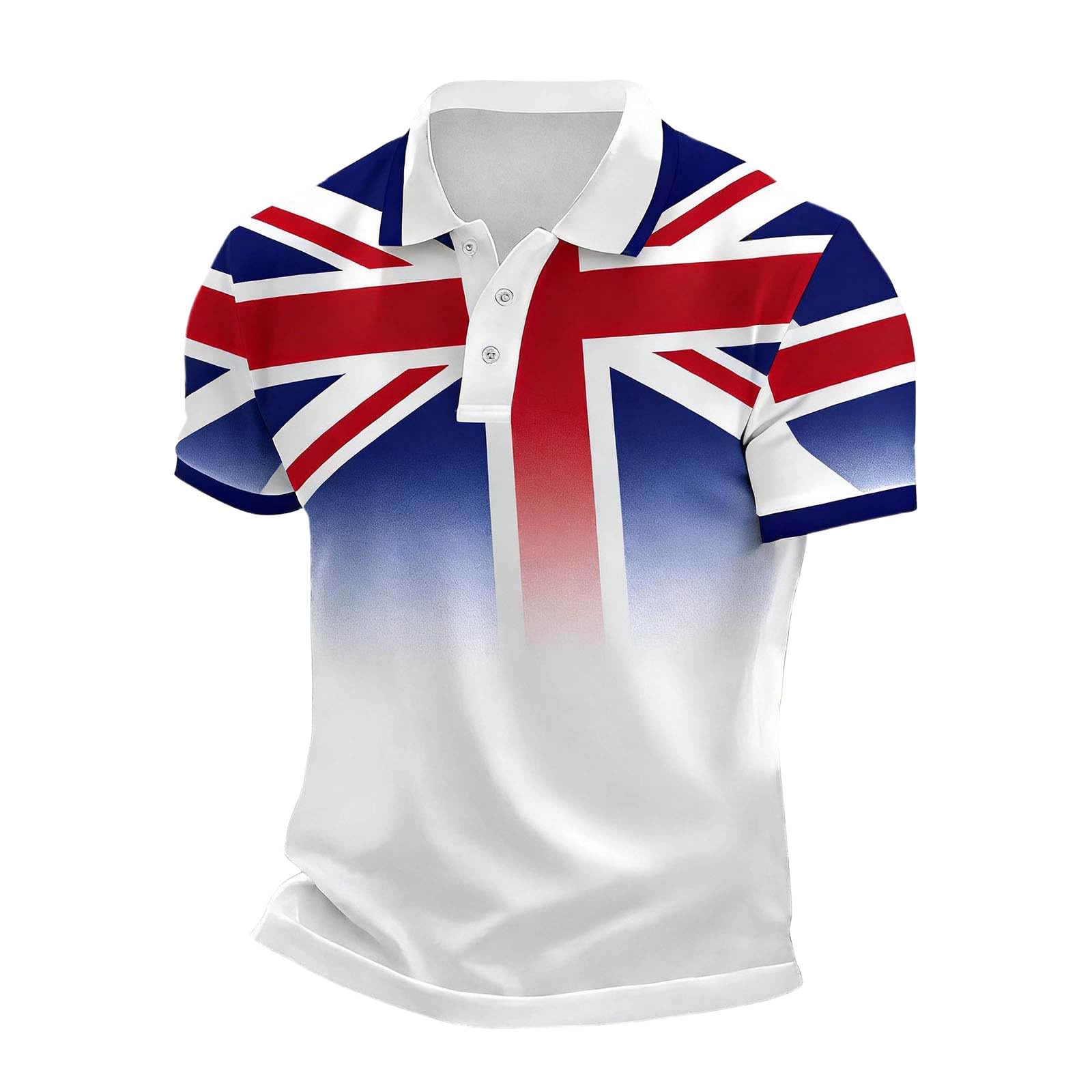 England Polo Shirts for Men Football 2026 Short Sleeve Collared Neck Great Britain Bunting Flags Print Union Jack T Shirt England Football Jersey Tops Breathable Fans Shirts (003-Navy, M)