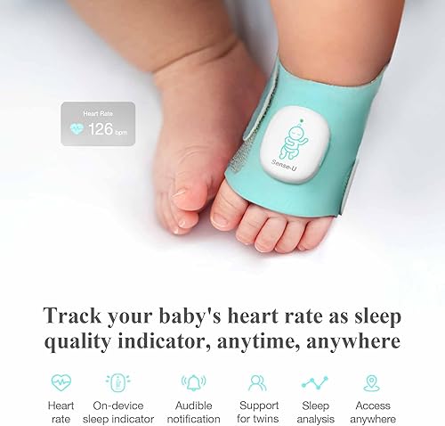 Miniatura 3 de Sense-U Monitor de bebé Smart Sock Shoe y cámara PTZ de 2.5 K - Seguimiento de frecuencia cardíaca, movimiento de sueño con video de zoom