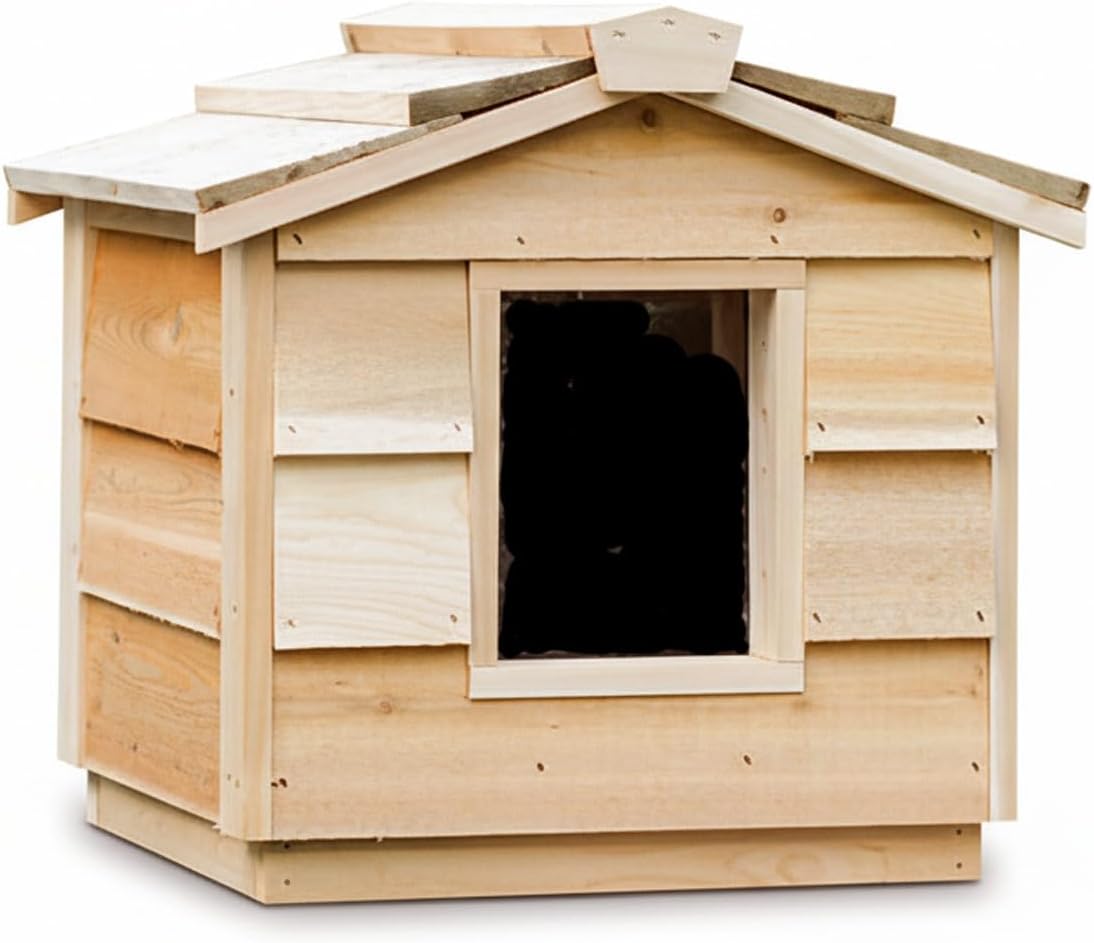 CozyCatFurniture Cedar Cat House for Outside Cats with Insulated Interior, Waterproof Stray/Feral Cat Shelter, Eco-Friendly Outside Condo
