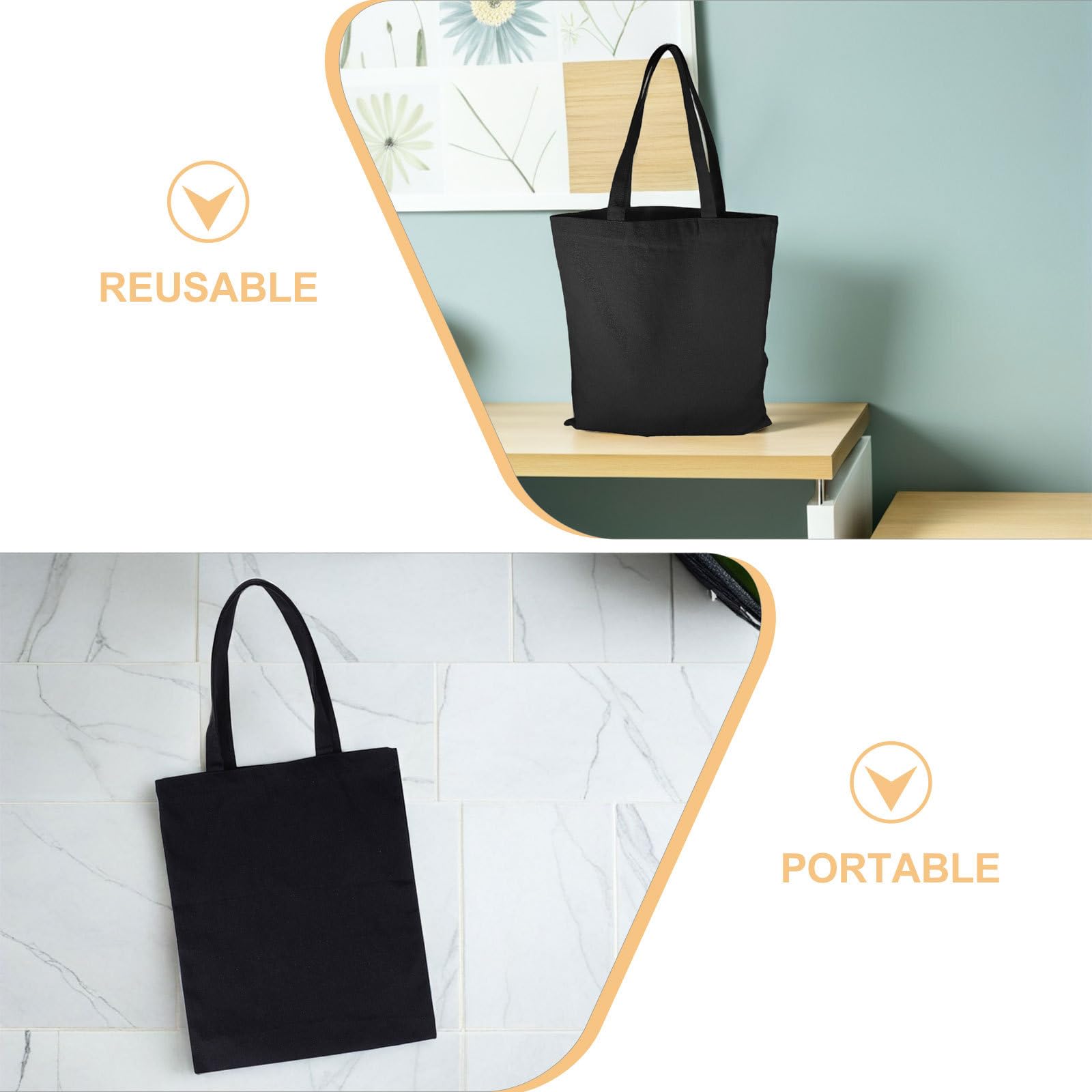 Bolsa de Lona Sublimable Negra 40x35 Cm 8 Unidades Reutilizables para Supermercado y Pintura DIY con Asas Resistentes para Uso Diario y Almacenamiento Versátil
