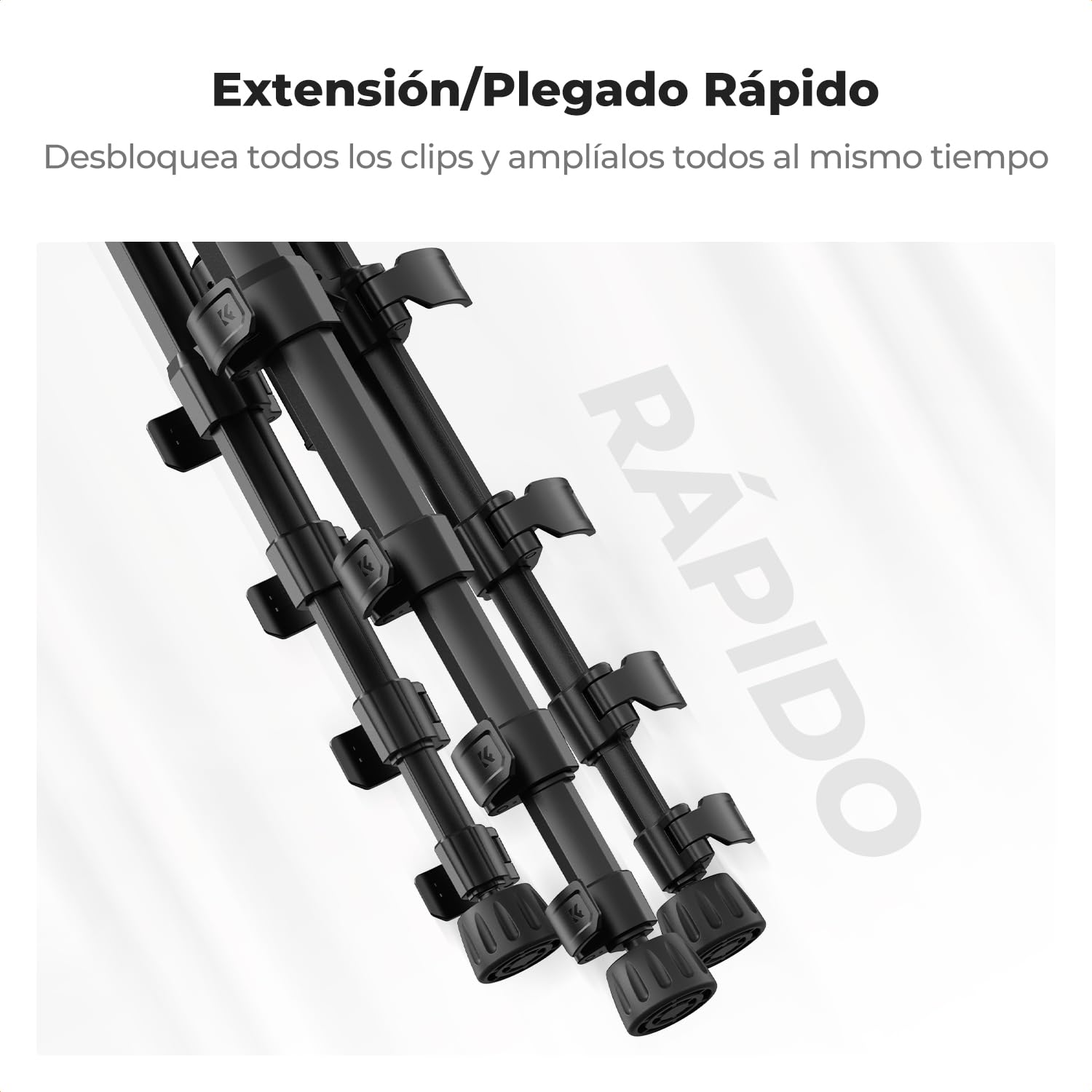 K&F CONCEPT Trípode Cámara 190cm S255A3+BV01 Trípode Ligero Portátil de Tubo Perfilado de 5 Lados para DSLR, Cámara Réflex Digital, Teléfono Móvil, etc., con Clip para Teléfono Móvil