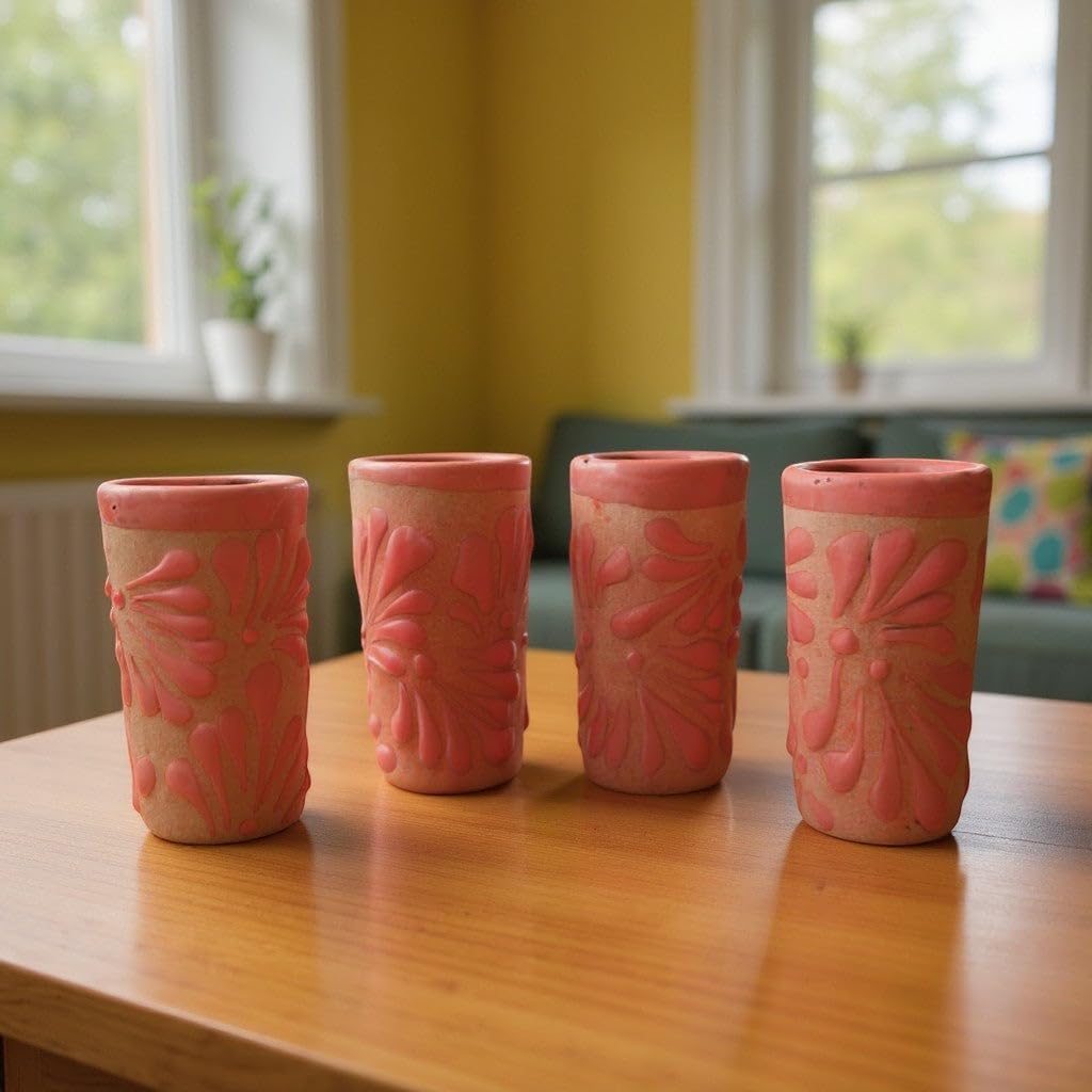 Pink & Blue Talavera Shot Glass Set | Gender Reveal Party Favors-Set of 4 / Pink