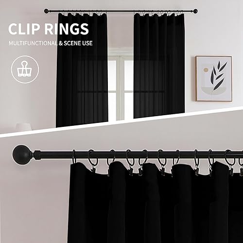 Miniatura 5 de CUCRAF Paneles de cortinas traslúcidas para sala de estar, dormitorio, tratamiento de semi ventana, cortinas de gasa con bolsillo para barra, juego