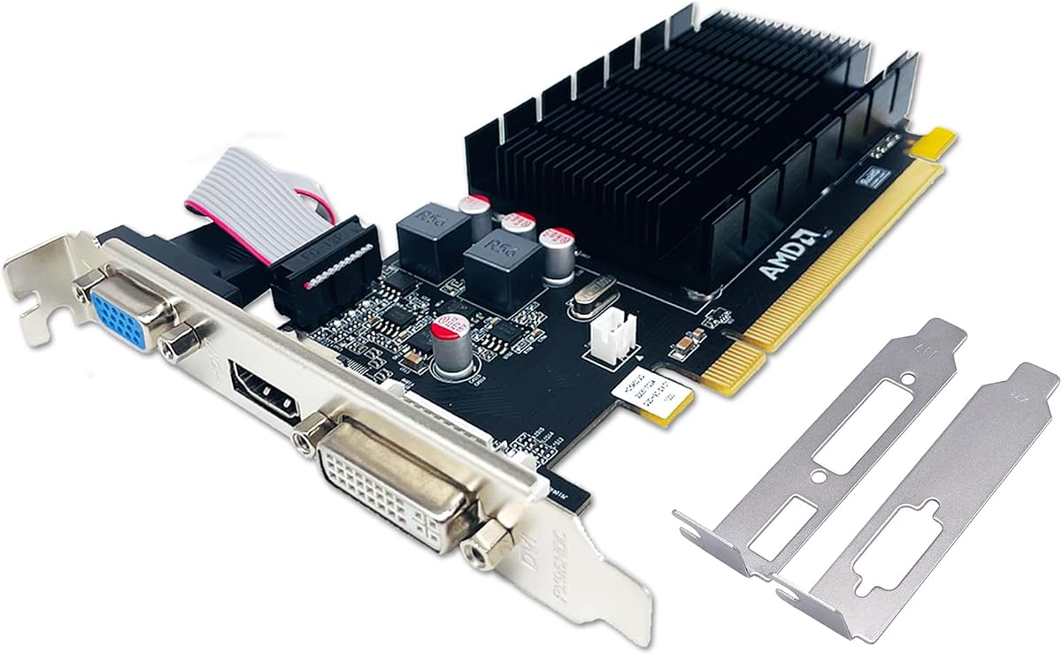 Radeon HD 5450 Graphics Card,2GB,GDDR3,64 Bit,DVI,HDMI,VGA,SFF | Low Profile Video Card for PC Office Work,Computer GPU,PCI Express x16 ,DirectX 11,2 Monitors Support