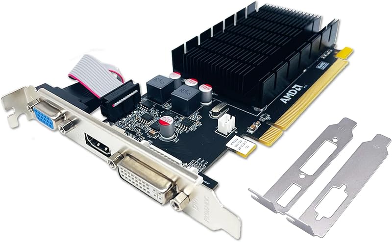 Radeon HD 5450 Graphics Card,2GB,GDDR3,64 Bit,DVI,HDMI,VGA,SFF | Low Profile Video Card for PC Office Work,Computer GPU,PCI Express x16 ,DirectX 11,2 Monitors Support