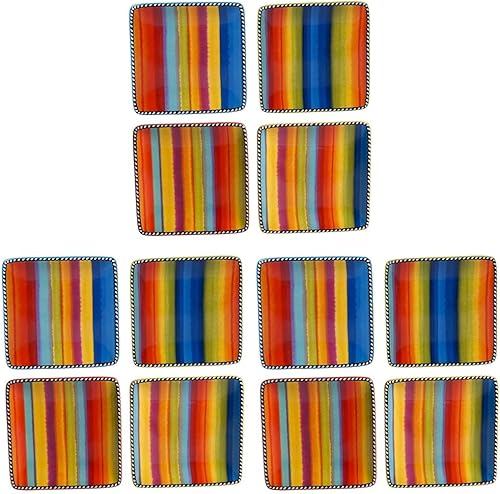 Miniatura 3 de Certified International Sierra - Platos de canapéaperitivo de 6 pulgadas, diseños surtidos, grandes, verde, juego de 4