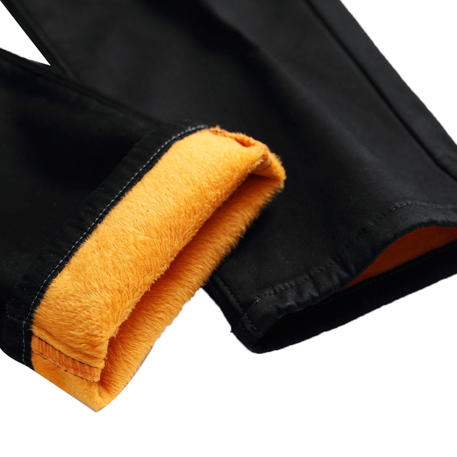 Jeans termici da uomo, invernali, imbottiti, in pile, imbottiti, per attività all'aria aperta, sottili, invernali, spessi, antivento, elasticizzati, comodi, in denim, O nero., 42