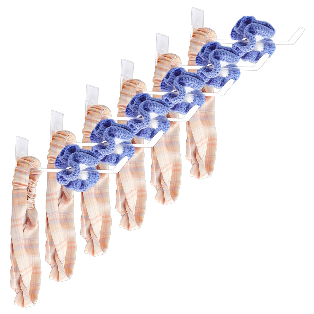DELORIGIN 6pcs Headband Holder Wall Mount Acrylic Headband Storage Kit Clear Hanging Hair Accessories Organizer Women Square Acrylic Wall Mounted Headband Storage Display Rack for Women