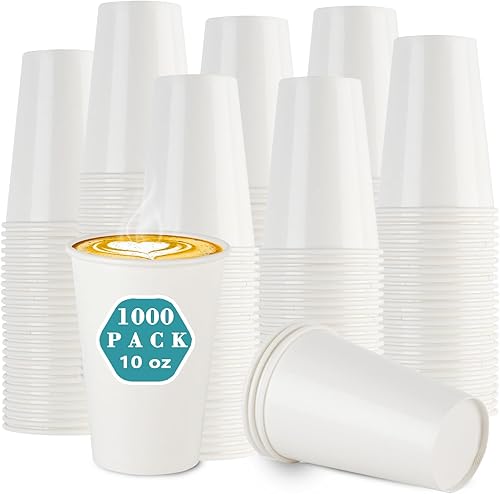 vivigu Tazas de café  Paquete de 1000 vasos de papel de 12 onzas, tazas de café de papel desechables para bebidas calientes y frías, tazas de café