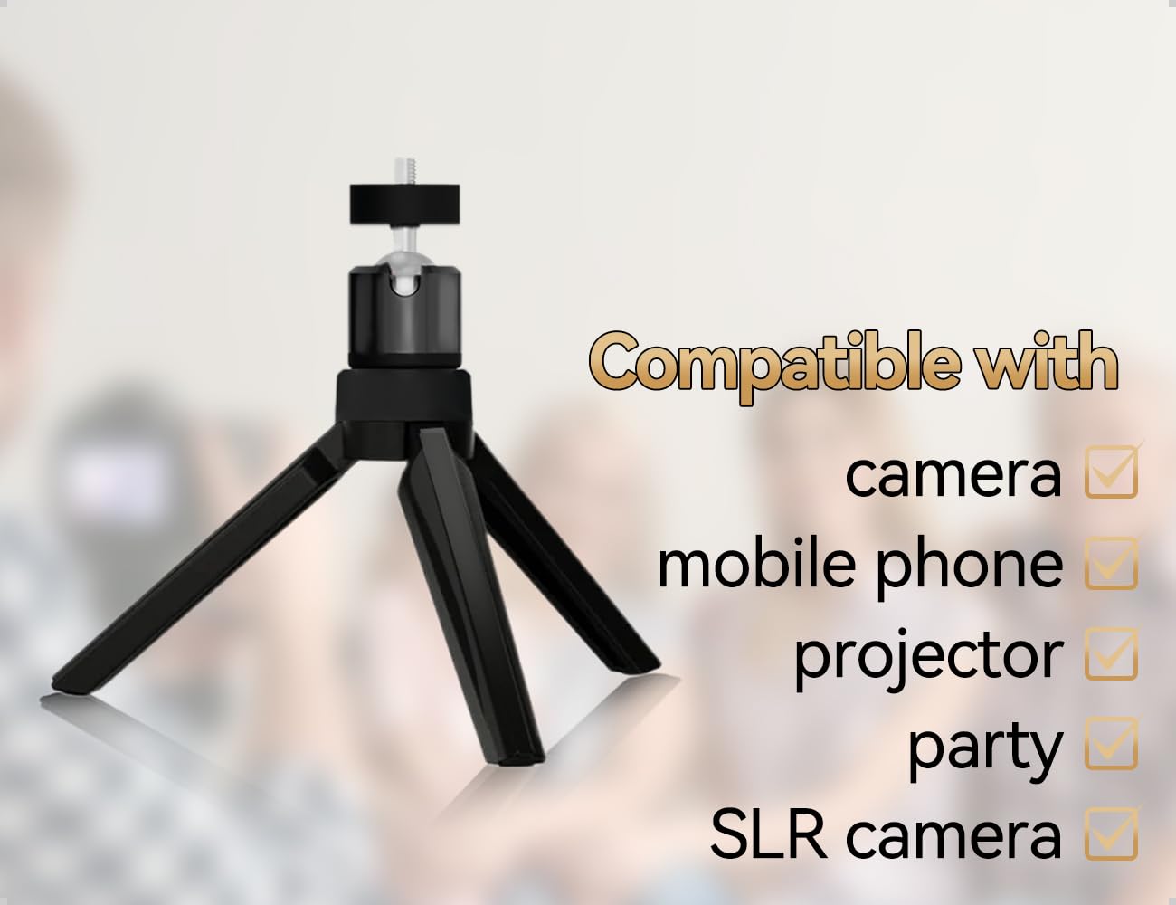 Stojak na projektor, mini statyw ze śrubą 1/4", stojak na projektor z metalową kulką obracającą się o 360°, stojak na kamerę, kamerę internetową, lustrzankę cyfrową i smartfona (czarny)