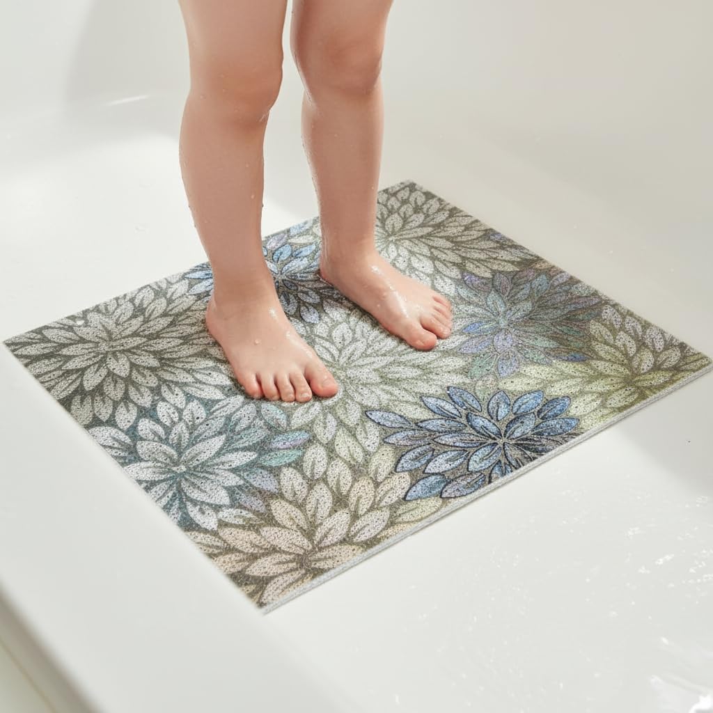 Tappetino da Bagno in PVC Antiscivolo, 80x120cm (Anello cavo) | Pellicola protettiva, Tappetino Floreale, Decorazione interna, Per appassionati di fiori