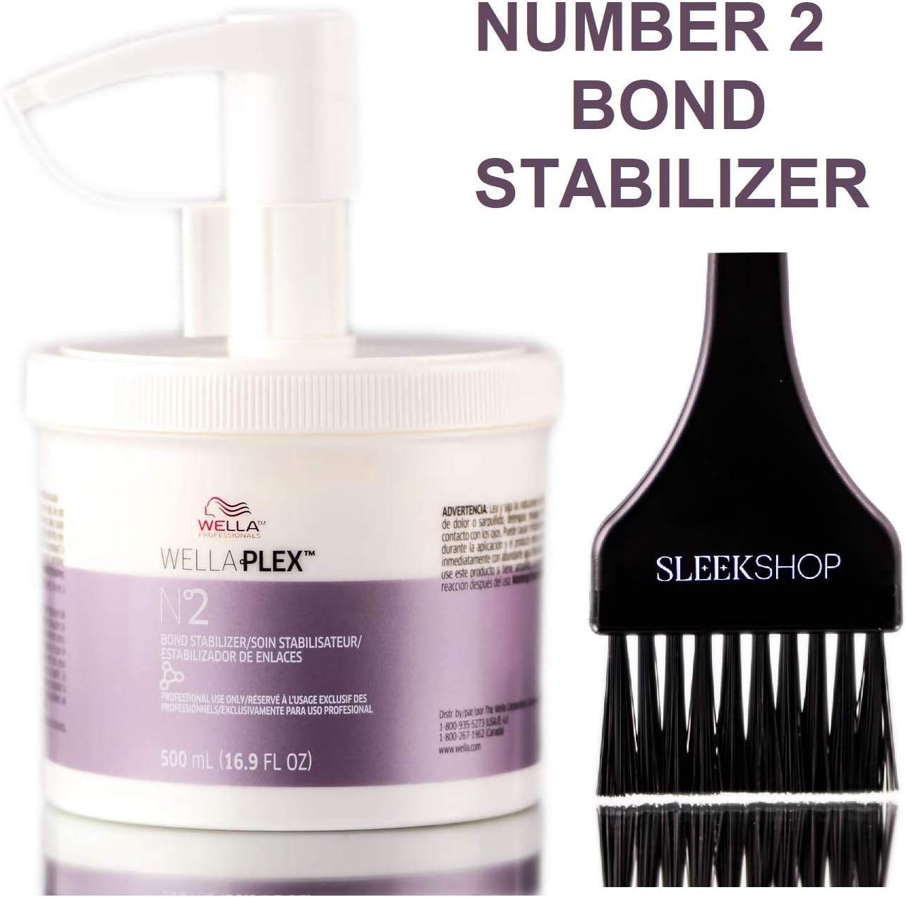 Wella WELLAPLEX N°2 Bond Stabilizer (with Applicator Brush) Plex No2 Bond Stabilizer Number 2 (16.9 oz / 500 ml - PROFESSIONAL SIZE)