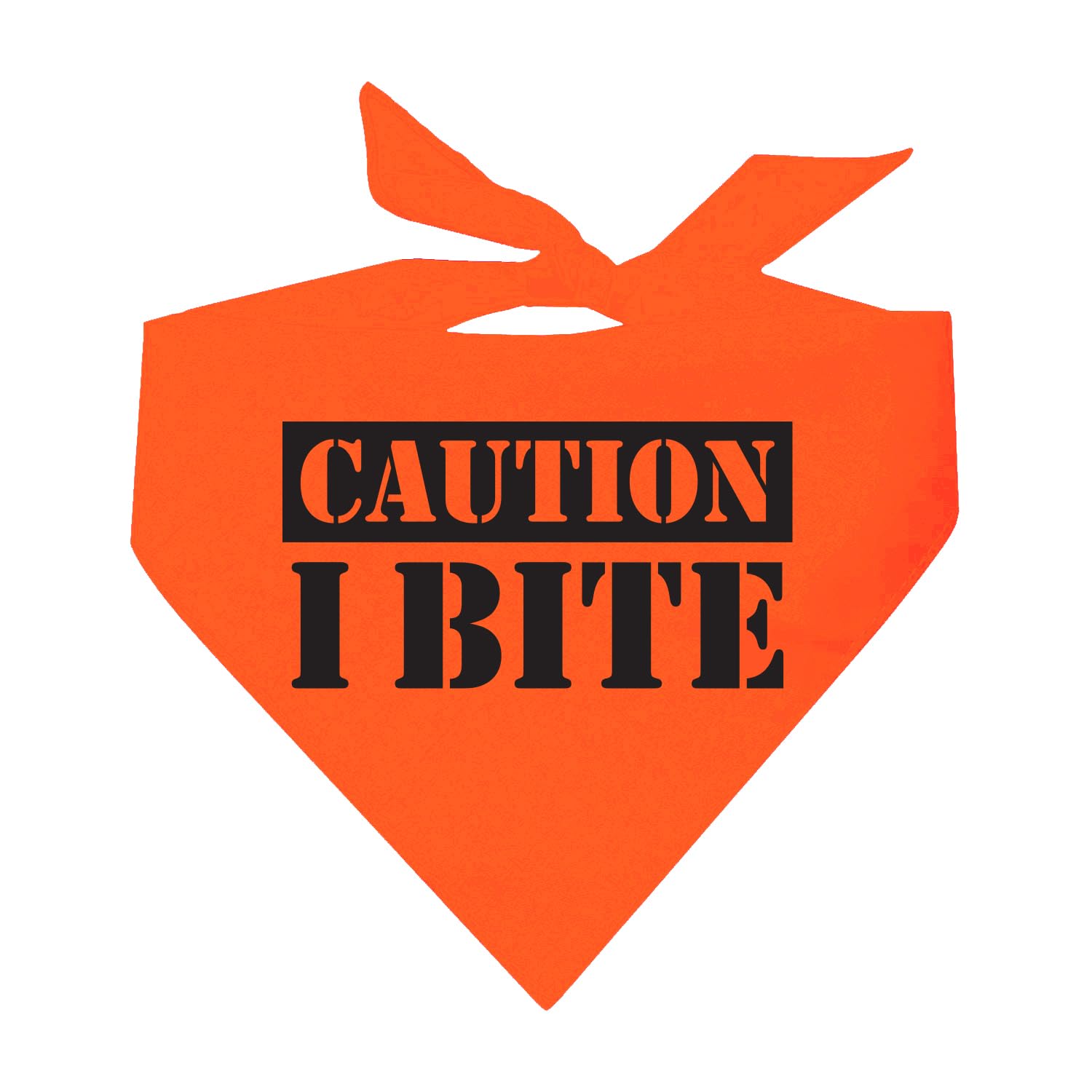 Caution I Bite Dog Bandana (Neon Orange, OS 836)