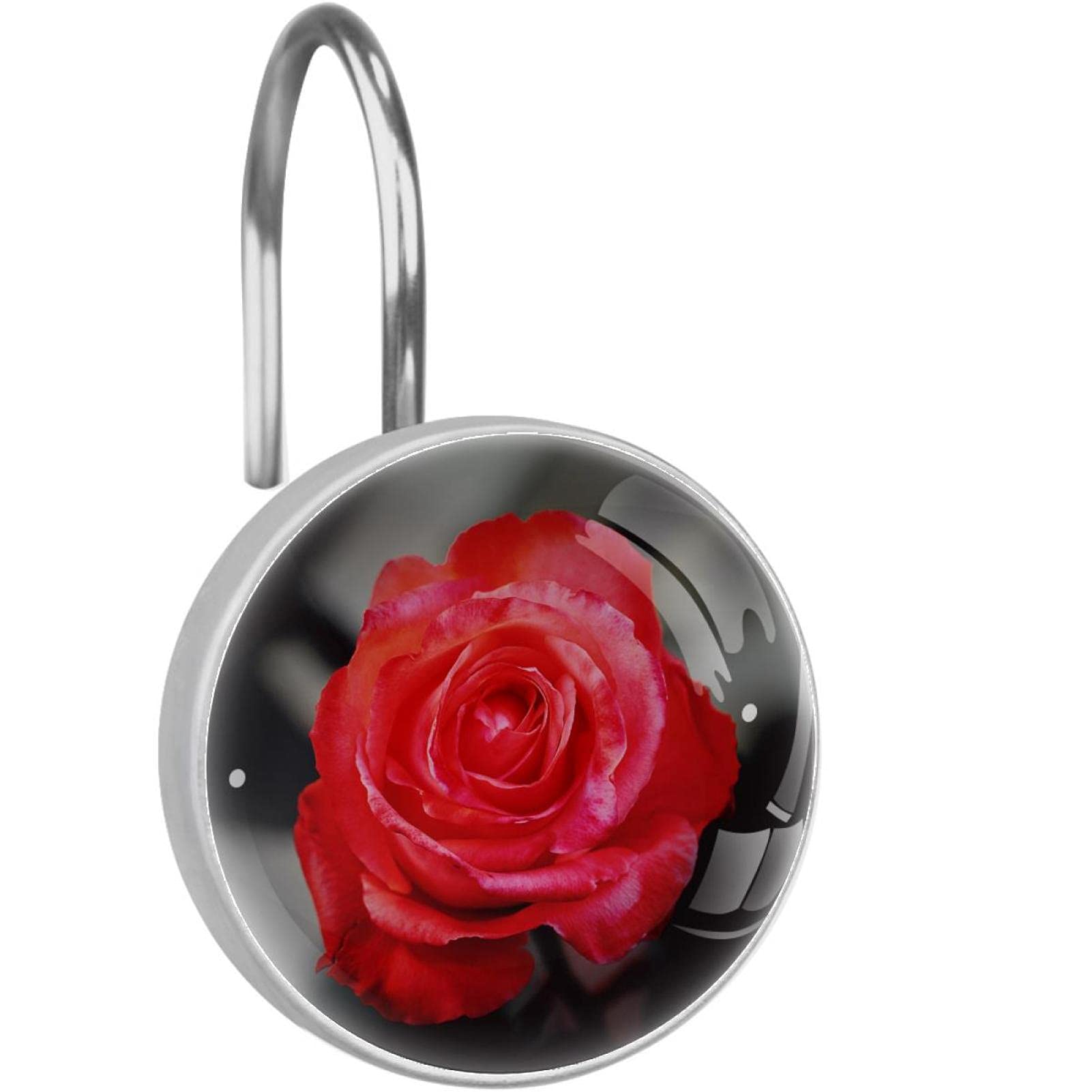 Crochets de rideau de douche de qualité supérieure lot de 12 anneaux rose rouge