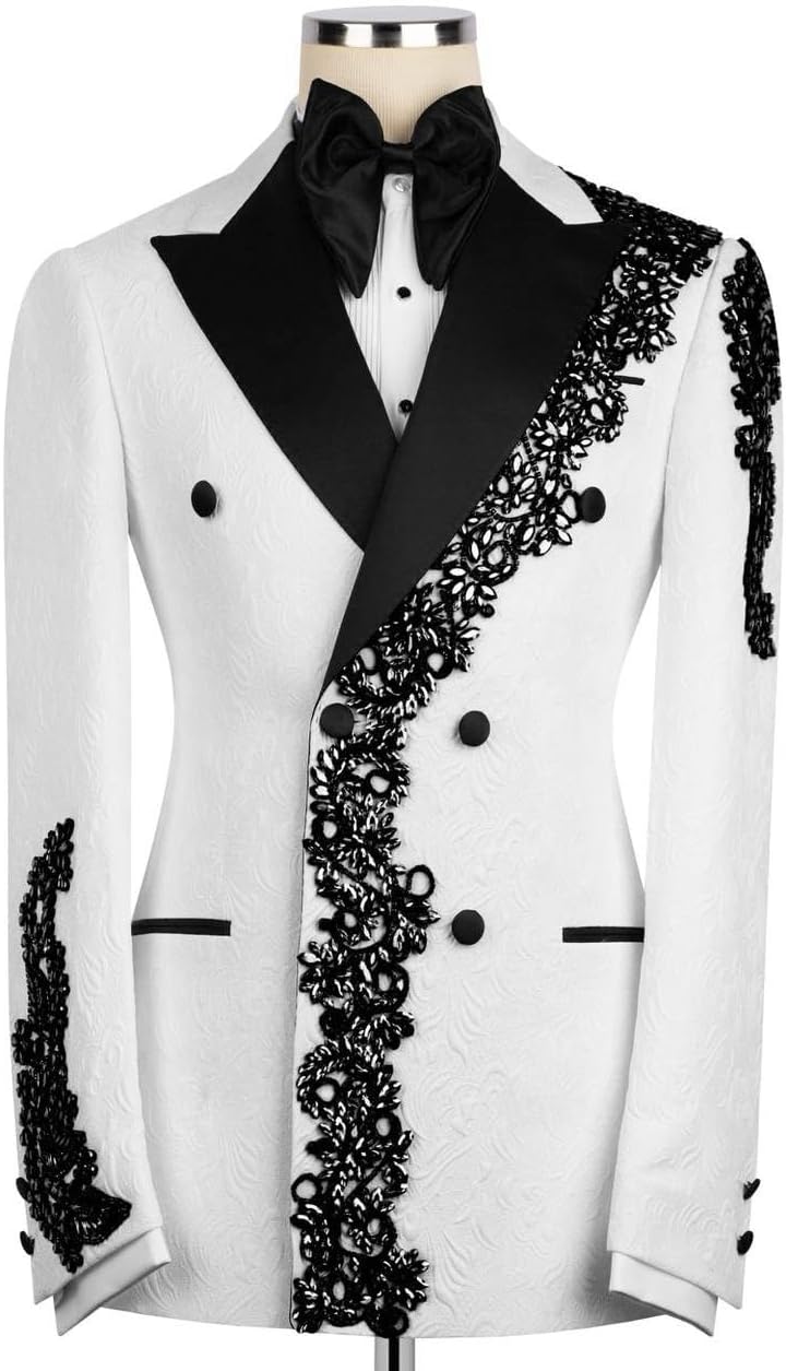 3 Pieces Men's Luxury Tuxedo Suit Gold Rhinestone Blazer Slim Jakcet Pants Formal Set for Wedding,Prom,Party,Dinner