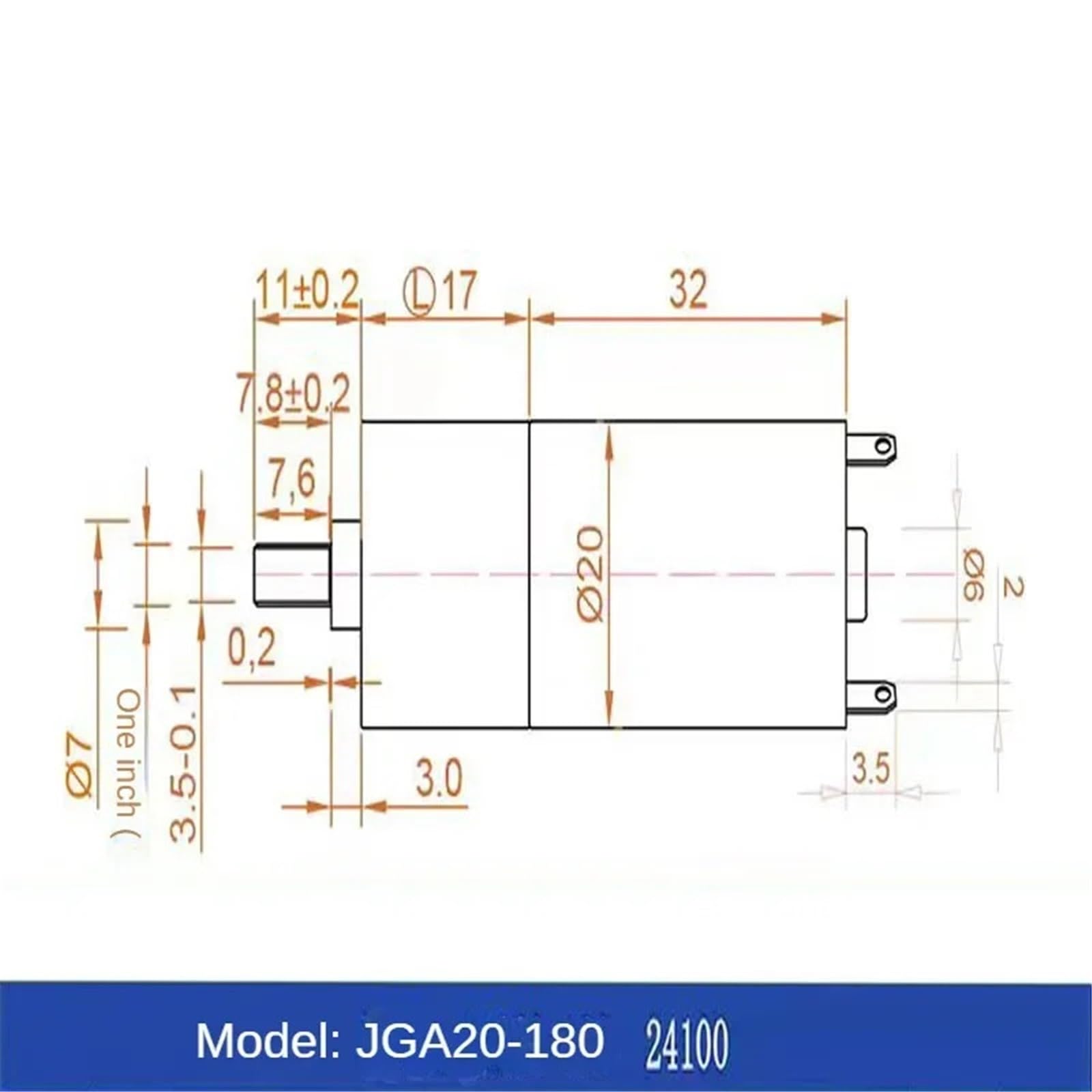 JGA20-180 DC 24 V silnik przekładniowy 1 szt. (28 obr./min)