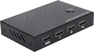 Goshyda Adapter Conventer, 4 in 4 Out Switch USB Multiple Ports USB2.0 Signal Transmission Source Converter KVM Data Sharing Device with Long Service Life for Office