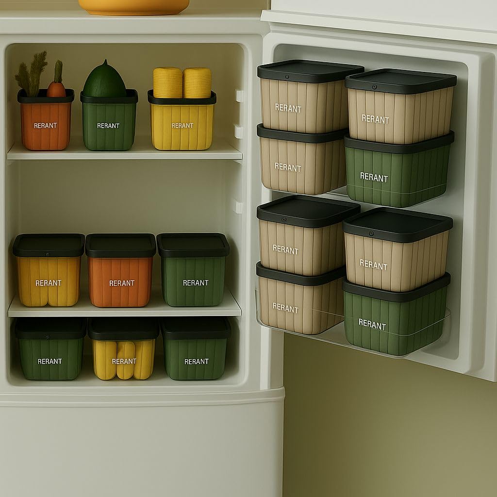RERANT Fridge Storage Boxes (Pack of 6) Freezer & Refrigerator Organizer Containers Kitchen Container Set Kitchen Accessories Items for Home 1200 ml Food Storage Box, Plastic, White RERANT Fridge Storage Boxes (Pack of 6) Freezer & Refrigerator Organizer Containers Kitchen Container Set Kitchen Accessories Items for Home 1200 ml Food Storage Box, Plastic, White
