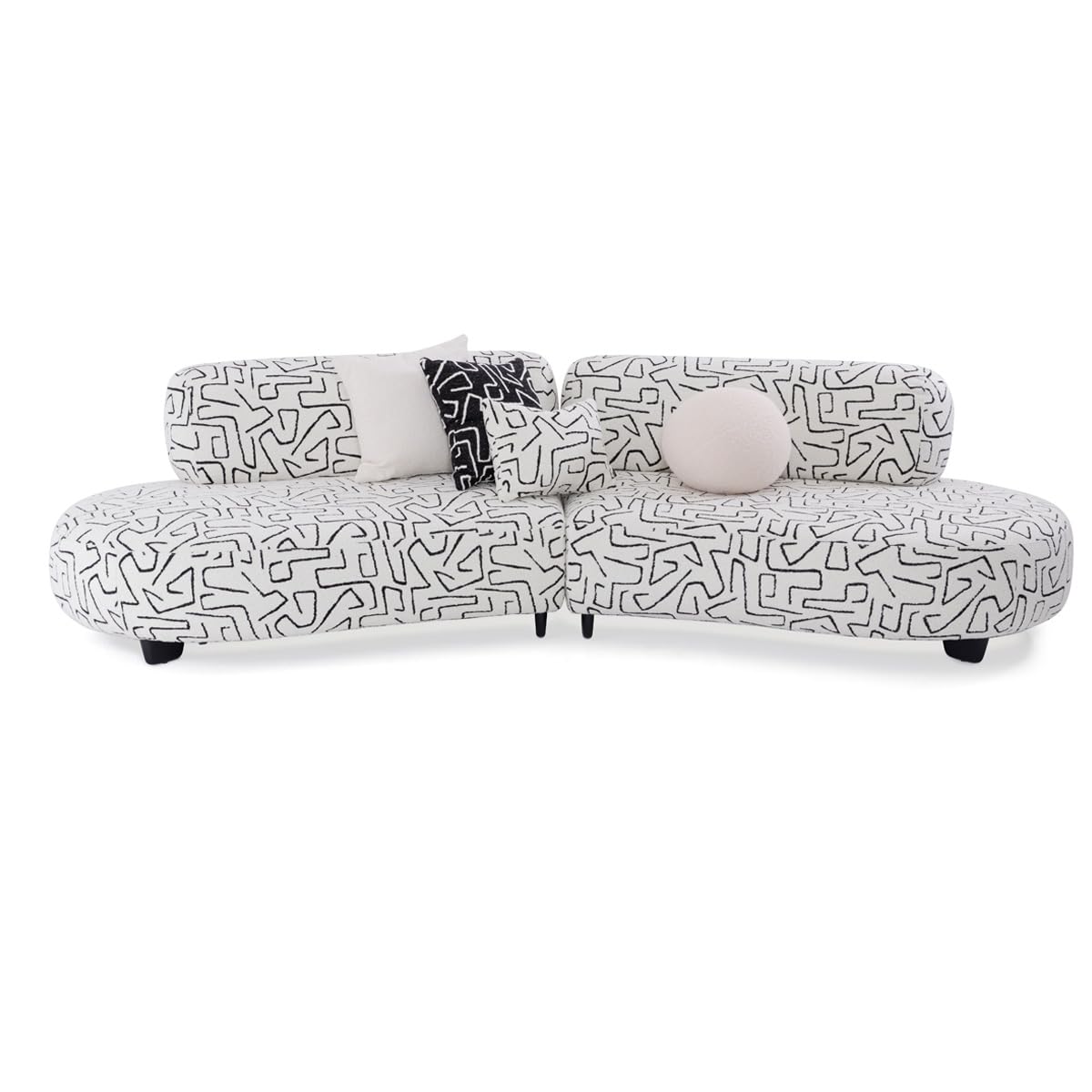 PAN HOME Alexia 4 Seater Sofa Beige & Black Pattern 309X115X80 Multi