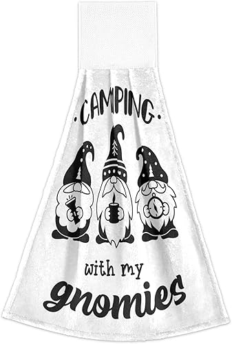 Miniatura 7 de Lhammer Gnomos de campamento, toallas de cocina de verano, toallas de mano colgantes para decoración de baño, paquete de 2 toallas de playa con lazo