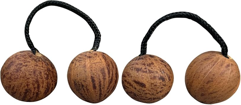 2 Pairs Asalato Shakers Rhythmic Balls Kashaka Instrument Hand Percussion Shakers from West Africa for Adults and Teenagers at Parties Shows