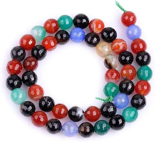 Miniatura 5 de Cuentas sueltas, gemas de ágata redondas facetadas naturales para realizar joyería a mano en grandes cantidades, bricolaje. Una tira: 15 pulgadas,