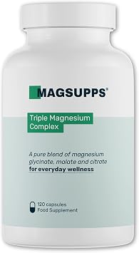 Triple Magnesium Complex - 300mg of Pure Magnesium Glycinate, Malate & Citrate for Muscles, Calm, Sleep & Energy - 40 Servings - 120 Capsules - UK Made - No Fillers