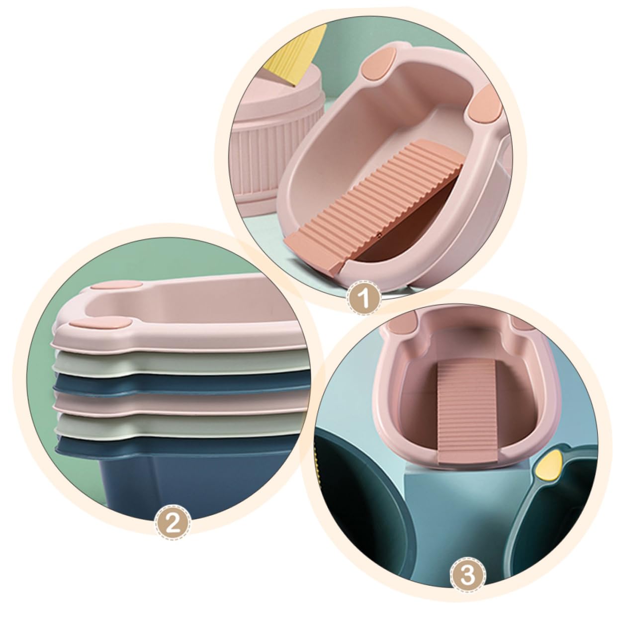 1 juego de lavabo con tabla de lavado integrada para lavar la ropa a mano, diseño compacto de ahorro de espacio para uso doméstico y dormitorio para viajes y actividades al aire libre