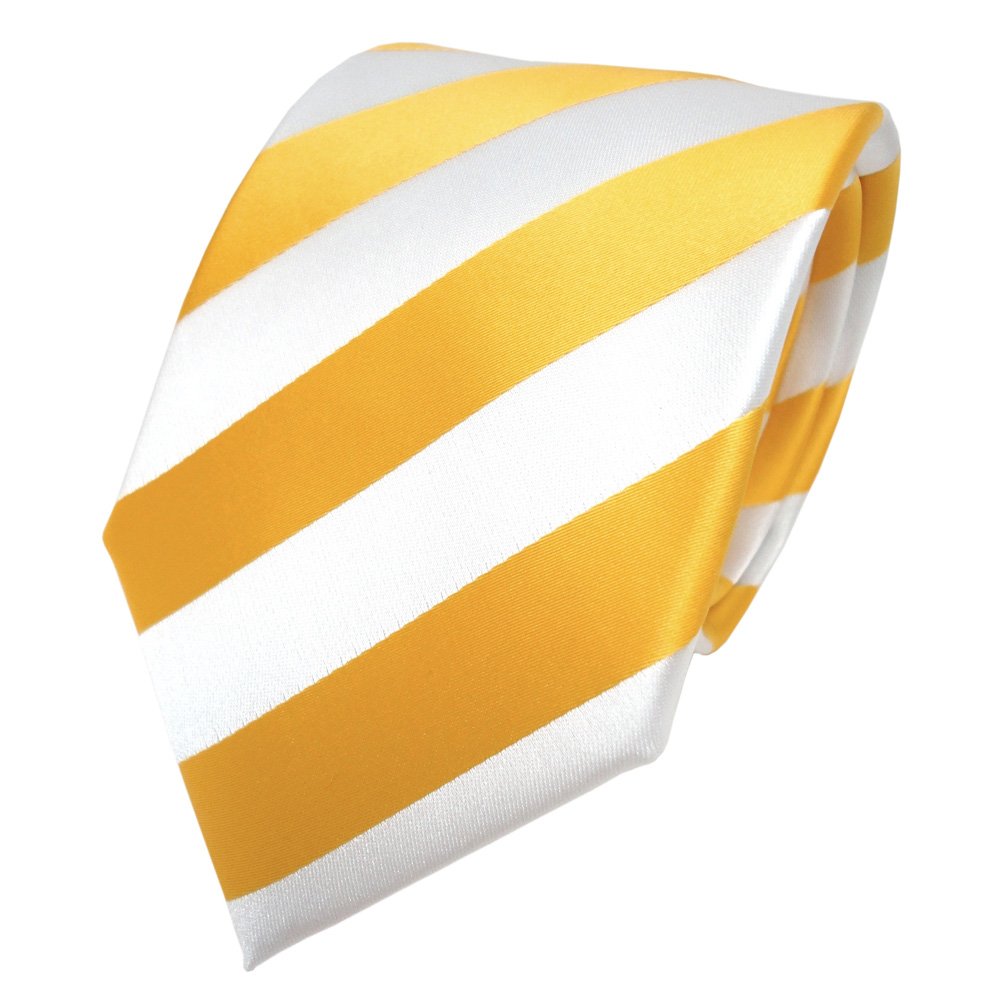 Tigertie Yellow Designer Tie Necktie - Necktie Gold- White Striped - Tie