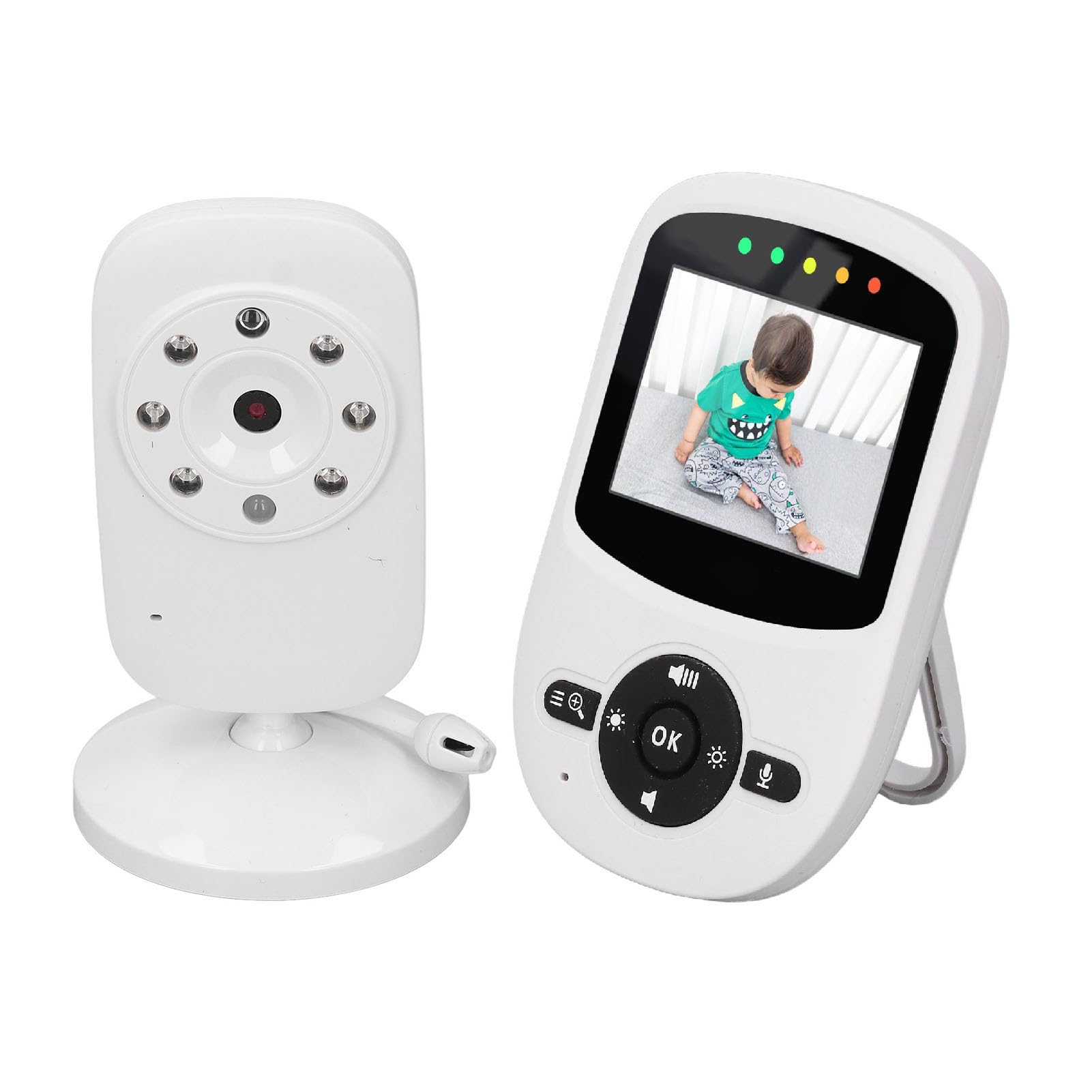 Fyearfly Caméra de Soins pour bébé + Kit Vidéo, Caméra D'affichage à Distance pour Enfants et Audio Écran Couleur 2,4 Pouces 2,4 GHz FHSS Vision Nocturne Détection de Mouvement Capteur de