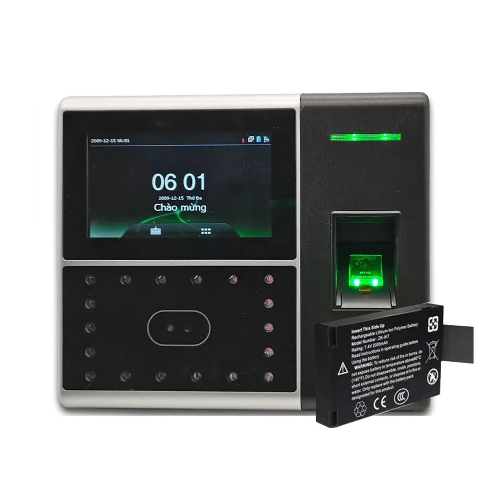Terminal de control de acceso y tiempo de identificación de huellas dactilares facees, reconocimiento face con pantalla táctil de 4,3" Conexión rápida(ID)