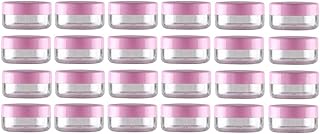 برطمان تخزين وتعبئة عينات من البلاستيك بغطاء لولبي بلون زهري لمستحضرات التجميل وظلال الجفون والكريم واللوشن والأظافر والبودرة والمجواهرات والخرز من فاسانا، مناسب للسفر - 24 قطعة، 15 جرام