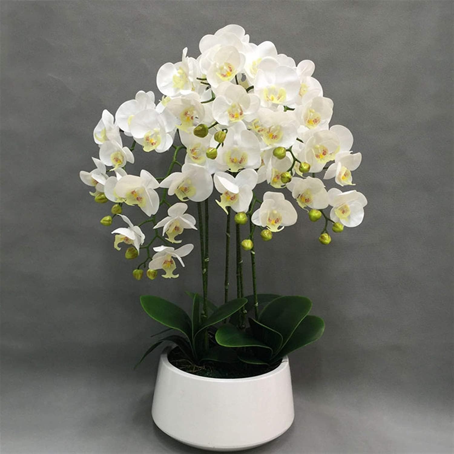 DFGHNBVC Artificial Orchid Artificial Flower 23.6In Artificial Orchid Silk Artificial Phalaenopsis Flowers Potted Faux For Table Centerpiece Fake Floral Very Natural