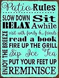Patio Rules Turquoise Metal Sign, Outdoor Living, PatioDecor
