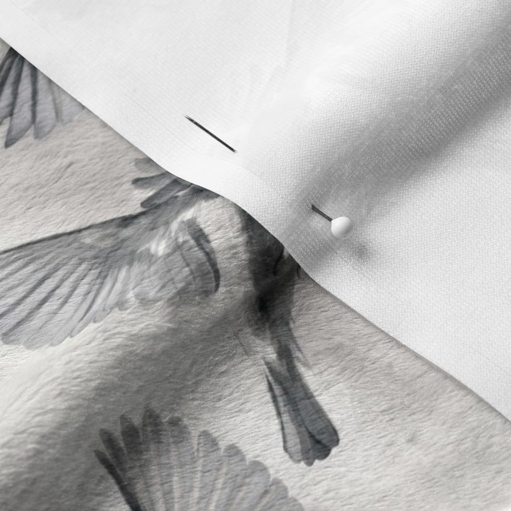 Spoonflower Fabric - Sparrow Flight Monochrome Small Birds Painted Flying Black White Printed on Minky Fabric by The Yard - Sewing Baby Blankets Quilt Backing Plush