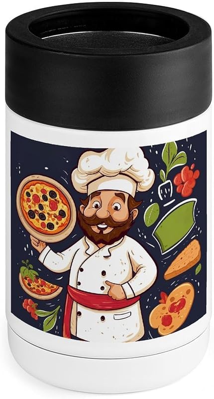 Can Cooler，can Coozie，Chef Pizza Can Holder Insulated， Suitable for Home, Bar, Office, Camping, RV, And More.