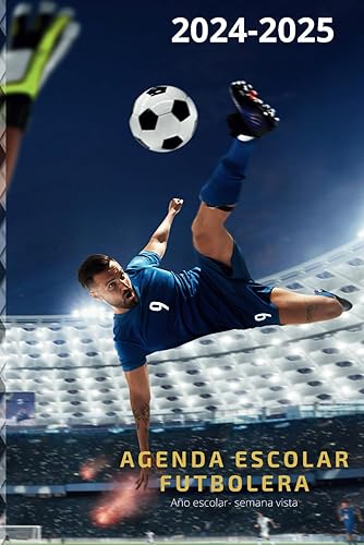 Agenda escolar futbolera - Año escolar - Semana vista: Para aficionados al fútbol, deportistas o estudiantes de primaria, secundaria, FP o bachiller. Con fechas tamaño A5+