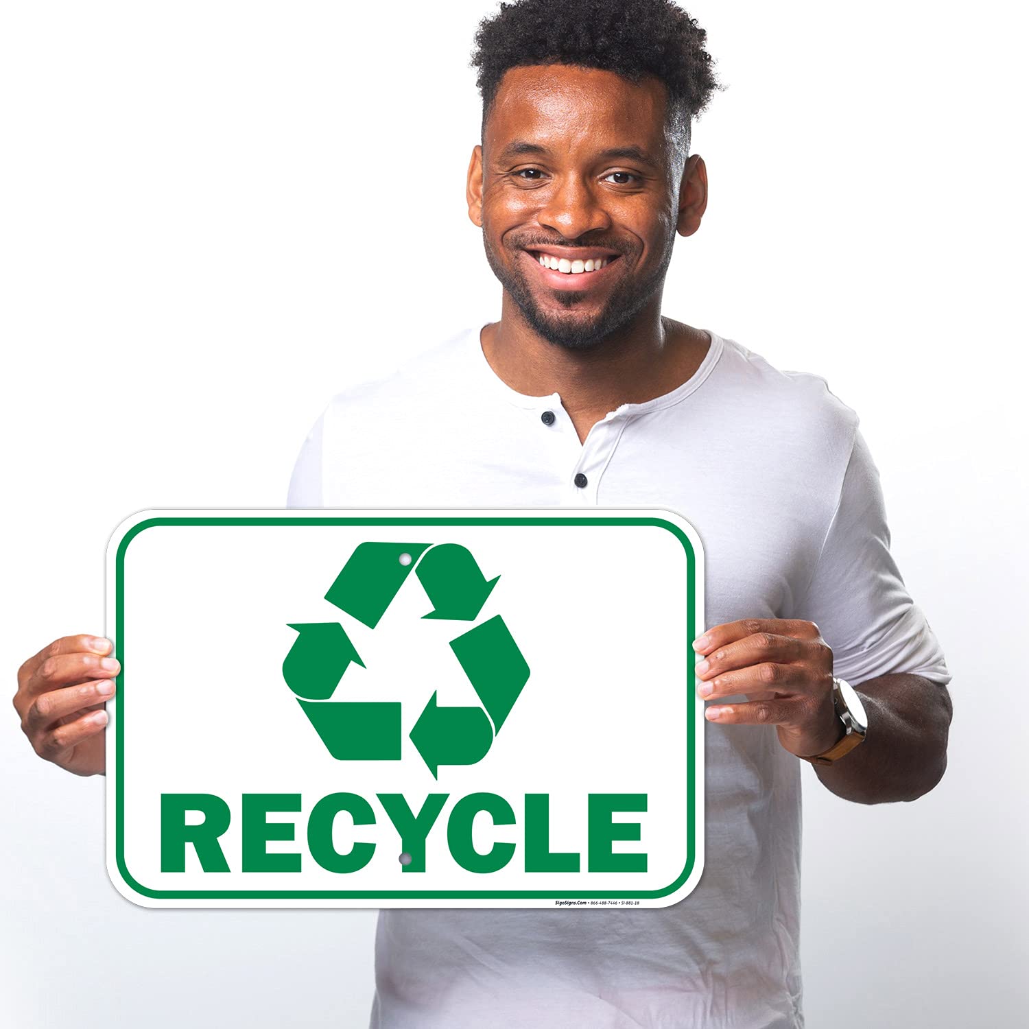 Recycle Sign, 12x18 Inches, Rust Free .063 Aluminum, Fade Resistant, Made in USA