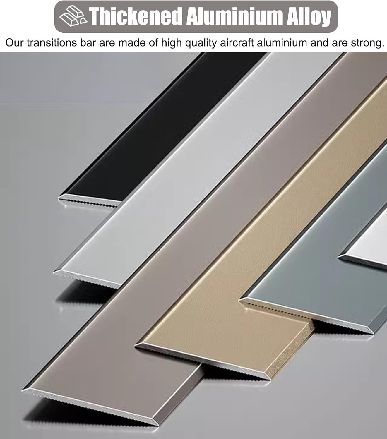 Door Threshold, Floor Transition Strip Aluminum Alloy Threshold Cover for Wooden to Tile, Flat Thresholds Seam or Trim