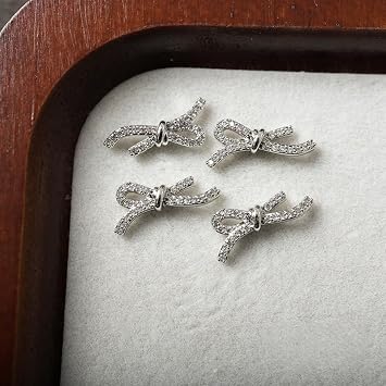 Bow Nail Charms Set 3PCS 16x7mm 3D Zircon Rhinestone Nail Art Decorations Long Style Nail Accessories Kit