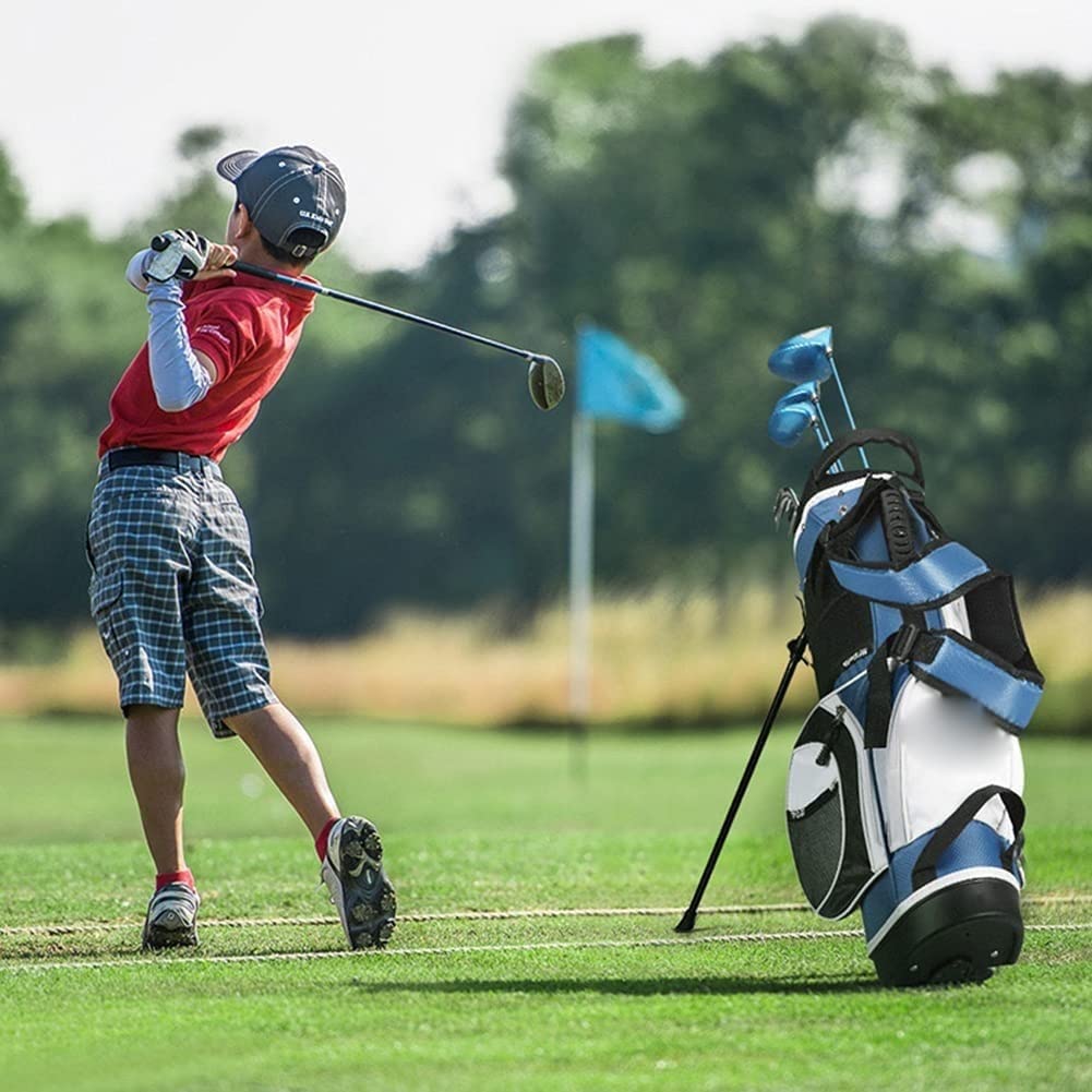 Portable Lightweight Golf Bag Organized Golf Stand Bag for Youth and Teenager with Waterproof Wear-Resistant Durable Fabric Easy carry Space Saving /1471 (Color : Azul, Size : 48in)