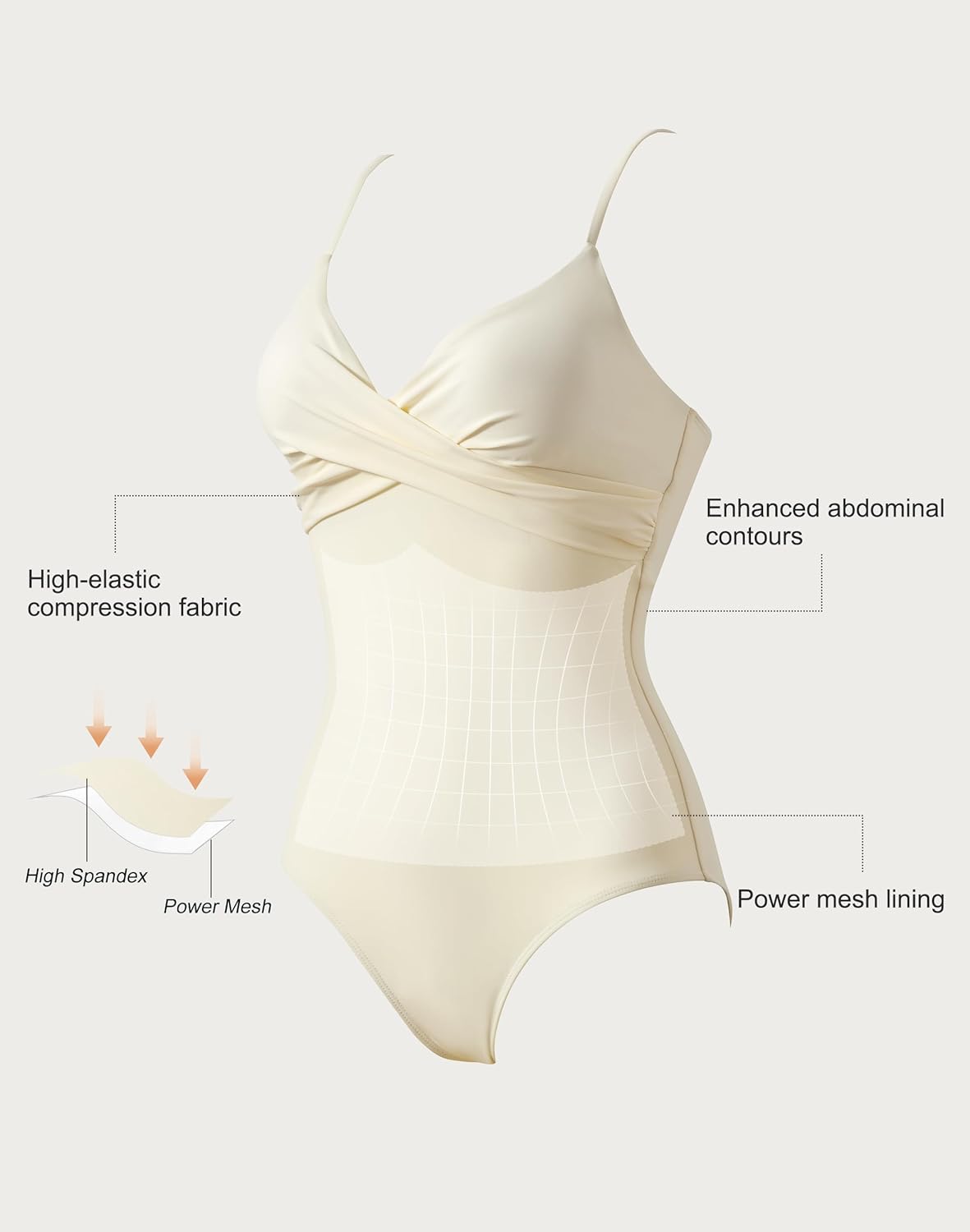 SUUKSESS Women Tummy Control One Piece Swimsuits V Neck Front Cross Bathing Suit - Image 4