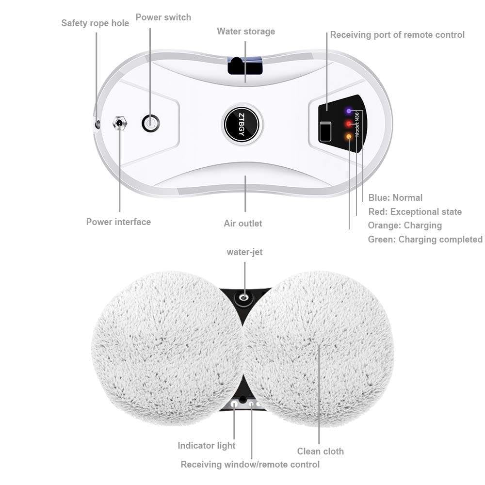 Automatyczna myjka do okien, inteligentny robot do czyszczenia okien ze strumieniem wody Odkurzacz, 5600pa wysokossąca myjka do szyb antypoślizgowych do okien, płytek, łazienek robot czyszczący