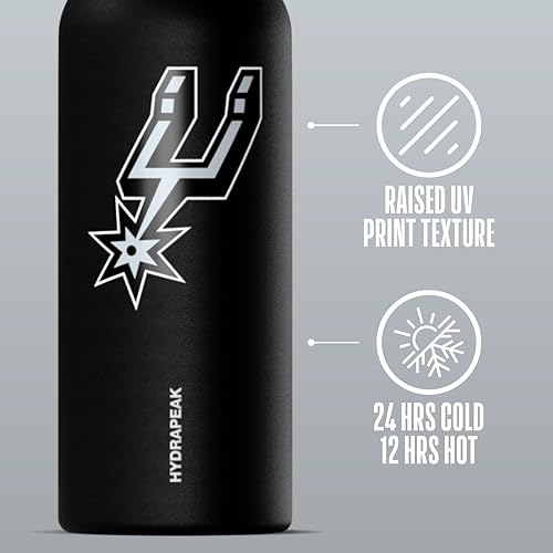 Miniatura 5 de Hydrapeak x Botella de agua con licencia oficial de la NBA San Antonio Spurs Oasis de 32 onzas con tapa de chug, botella de agua de acero inoxidable