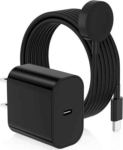 Cargador de Apple Watch, certificado MFi Cargador magnético para iPhone de 6 pies USB C cable de carga rápida largo y bloque de carga de pared tipo