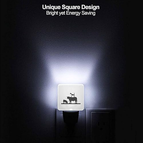 Miniatura 5 de Jiaopenyou Lámpara de noche con sensor enchufable, luz nocturna LED de cerdo perro toro para baño con sensor inteligente de atardecer a amanecer,