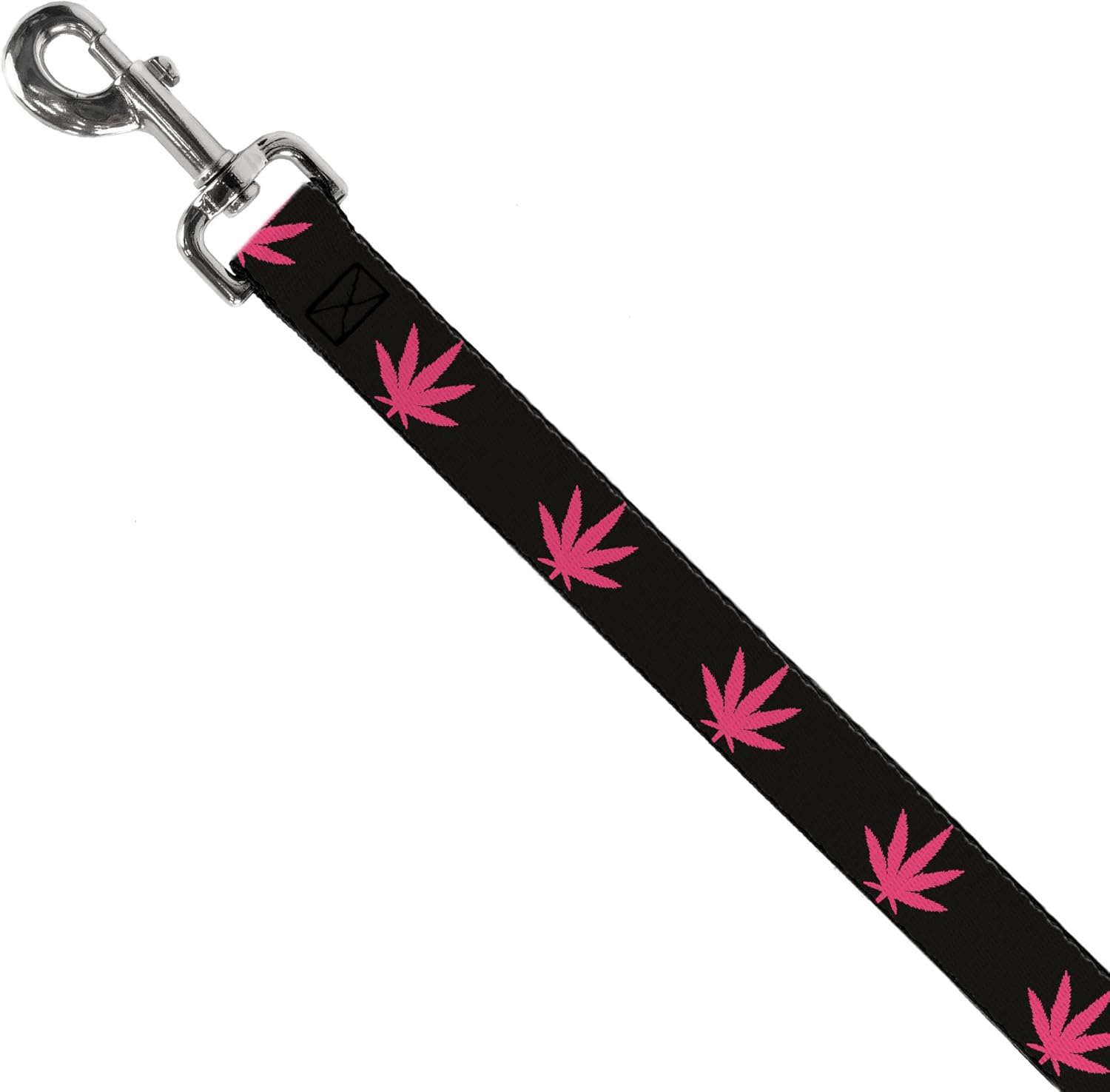 Dog Leash - Marijuana Leaf Repeat Black Pink - Wide 1.5"